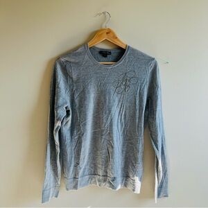 Brooks Brothers Merino Wool Sweater Size Large Women Logo Gray